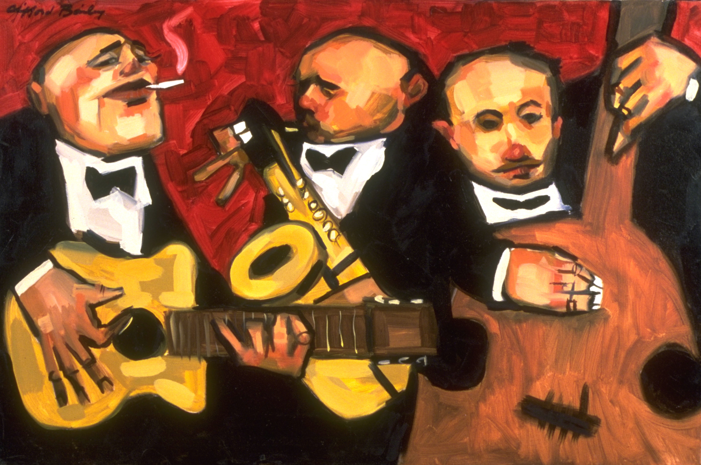 "Red Jazz Trio" by Clifford Bailey Fine Art