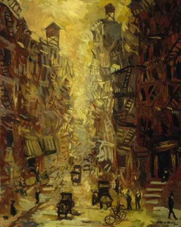 Downtown At Dusk by Clifford Bailey, High Quality Print by Clifford Bailey Fine Art Shop